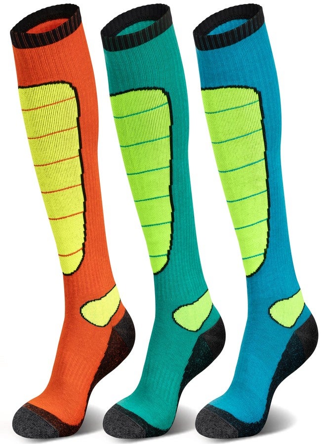 Hylaea Merino Wool Ski Socks - Cold Weather Thermal Knee-high Warm Socks for Snowboarding, Snow, Winter, Hunting, Outdoor Sports - Fluorescent Color Large - Image 1